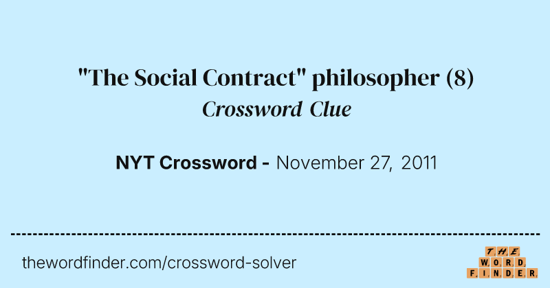 "The Social Contract" philosopher crossword clue image