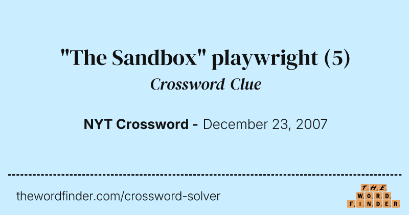 "The Sandbox" playwright crossword clue image