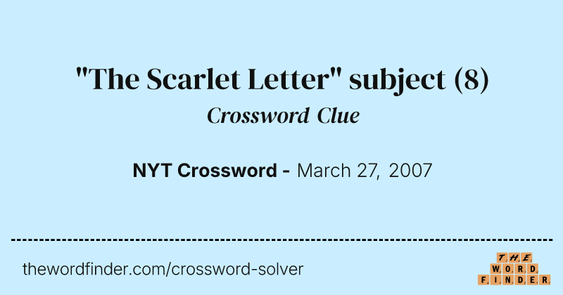 "The Scarlet Letter" subject crossword clue image