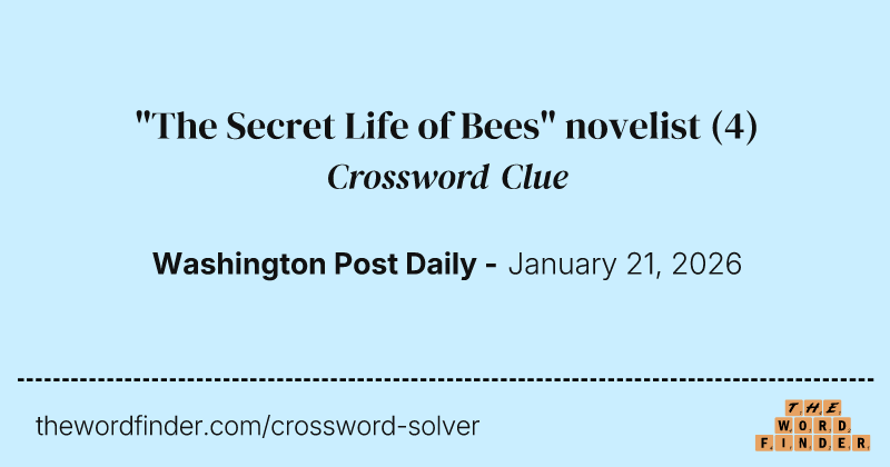 "The Secret Life of Bees" novelist crossword clue image