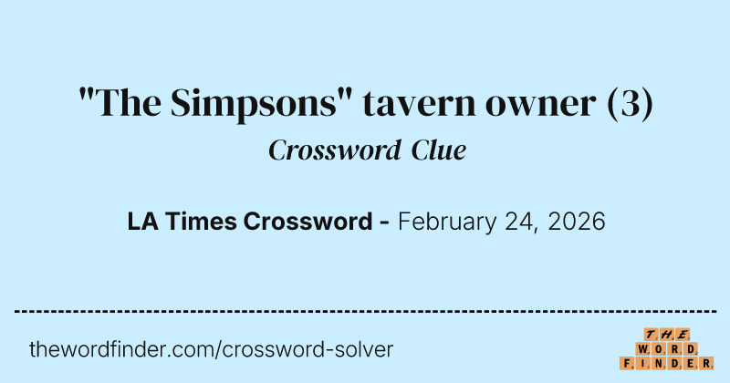 "The Simpsons" tavern owner crossword clue image