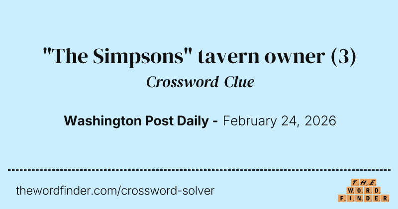 "The Simpsons" tavern owner crossword clue image