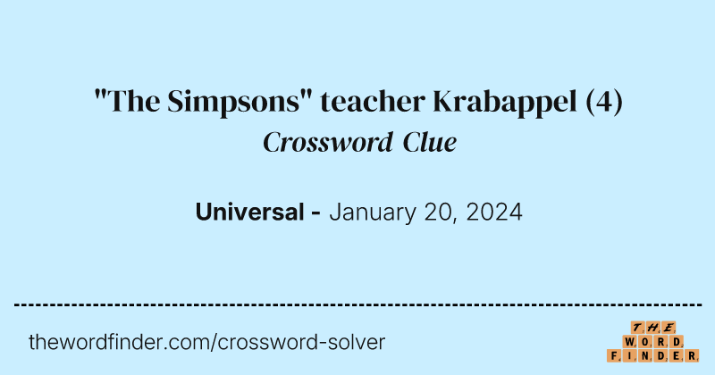 "The Simpsons" teacher Krabappel crossword clue image