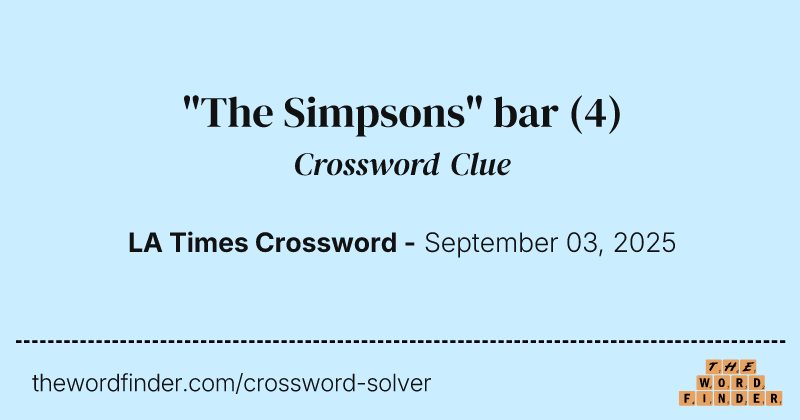 "The Simpsons" bar crossword clue image