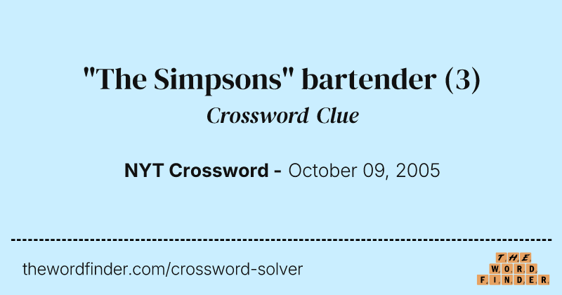 "The Simpsons" bartender crossword clue image