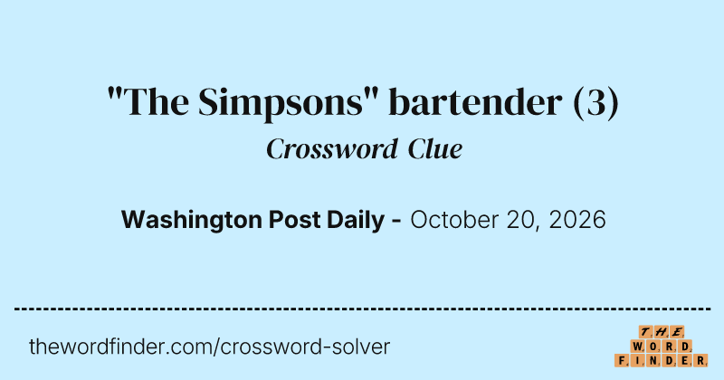 "The Simpsons" bartender crossword clue image