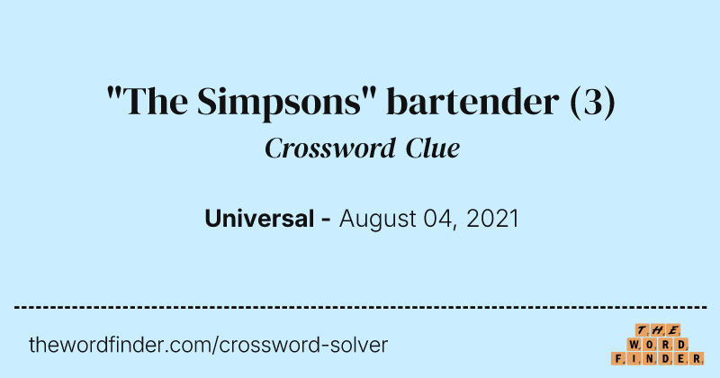 "The Simpsons" bartender crossword clue image