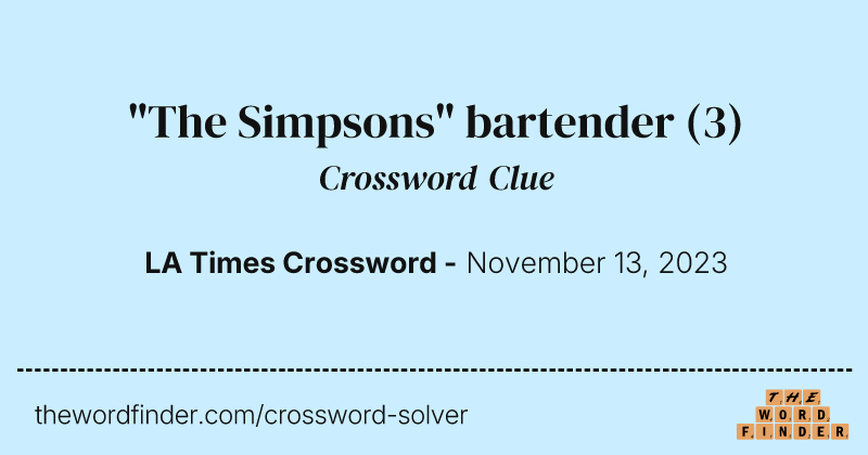 "The Simpsons" bartender crossword clue image