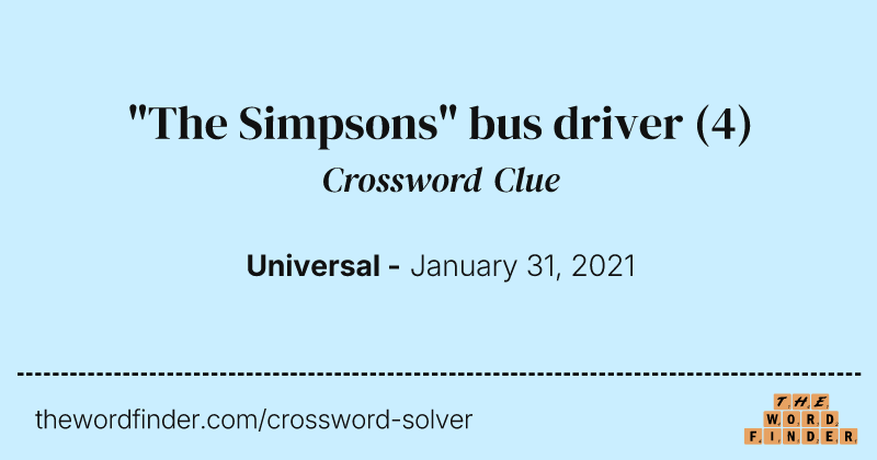 "The Simpsons" bus driver crossword clue image