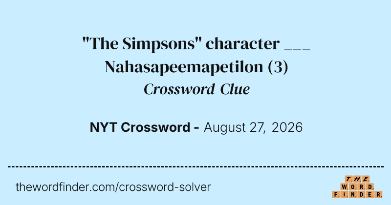 "The Simpsons" character ___ Nahasapeemapetilon crossword clue image