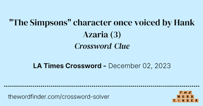 "The Simpsons" character once voiced by Hank Azaria crossword clue image