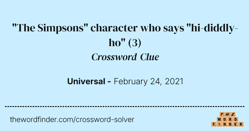 "The Simpsons" character who says "hi-diddly-ho" crossword clue image