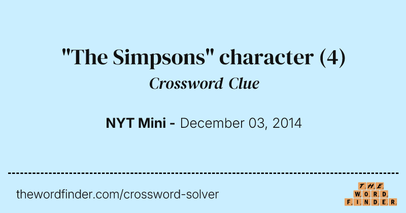 "The Simpsons" character crossword clue image