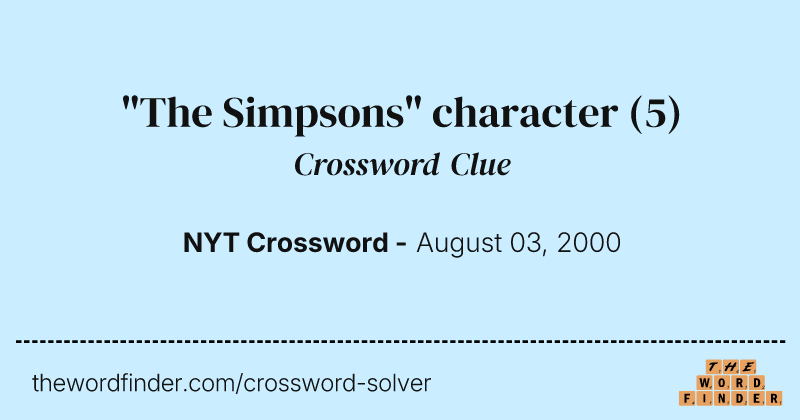 "The Simpsons" character crossword clue image
