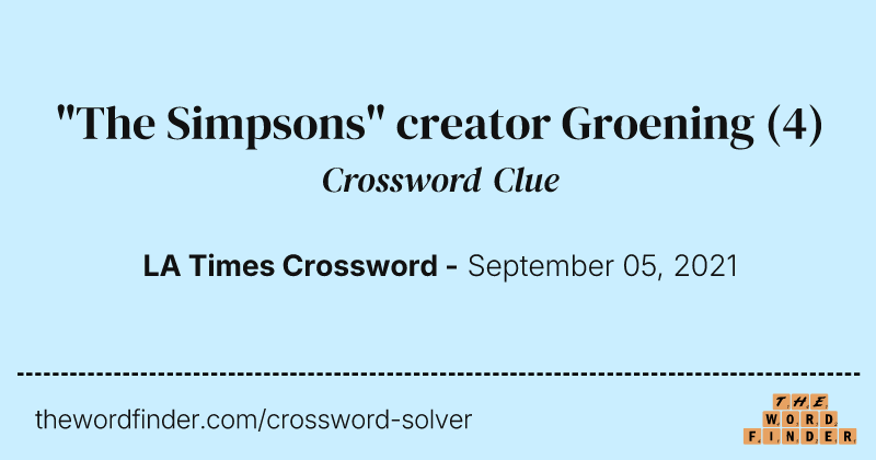 "The Simpsons" creator Groening crossword clue image