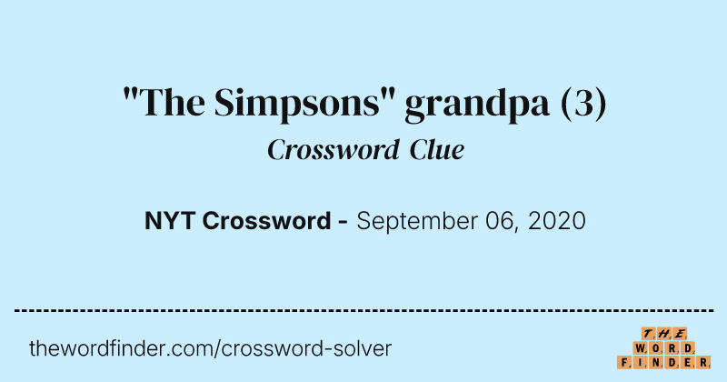 "The Simpsons" grandpa crossword clue image