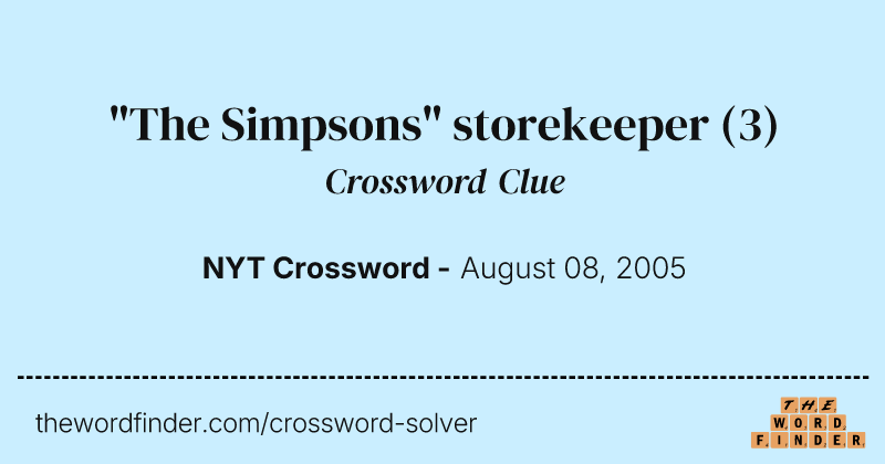 "The Simpsons" storekeeper crossword clue image