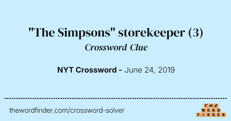 "The Simpsons" storekeeper crossword clue image