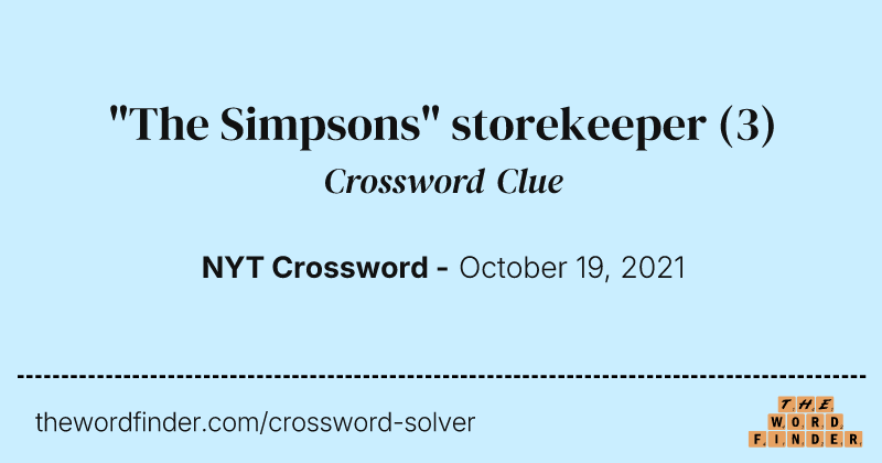 "The Simpsons" storekeeper crossword clue image