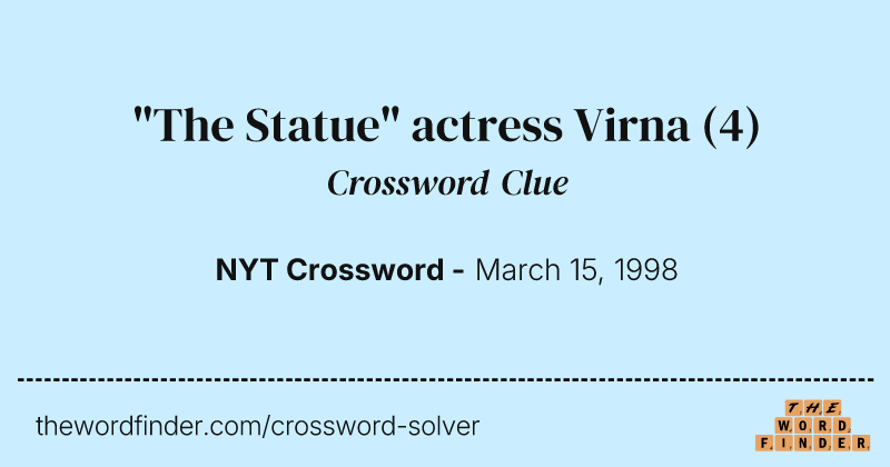 "The Statue" actress Virna crossword clue image