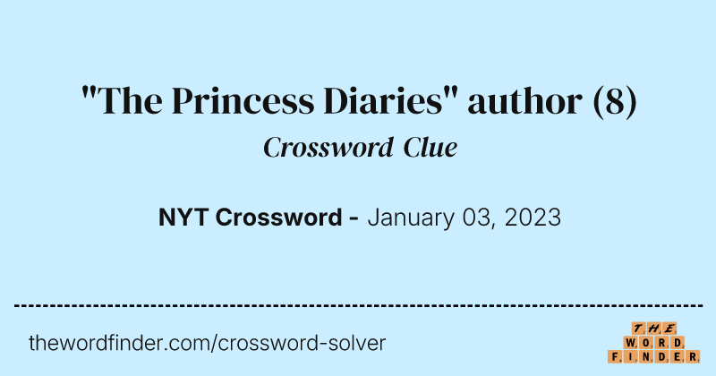 "The Princess Diaries" author crossword clue image