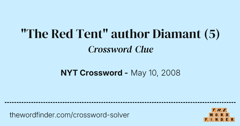 "The Red Tent" author Diamant crossword clue image