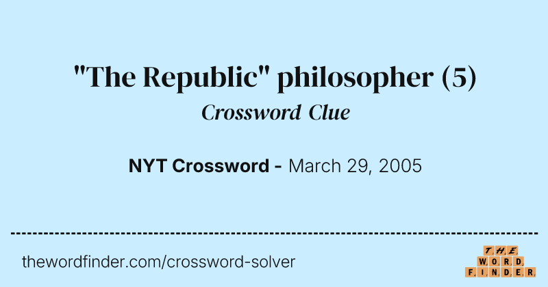 "The Republic" philosopher crossword clue image