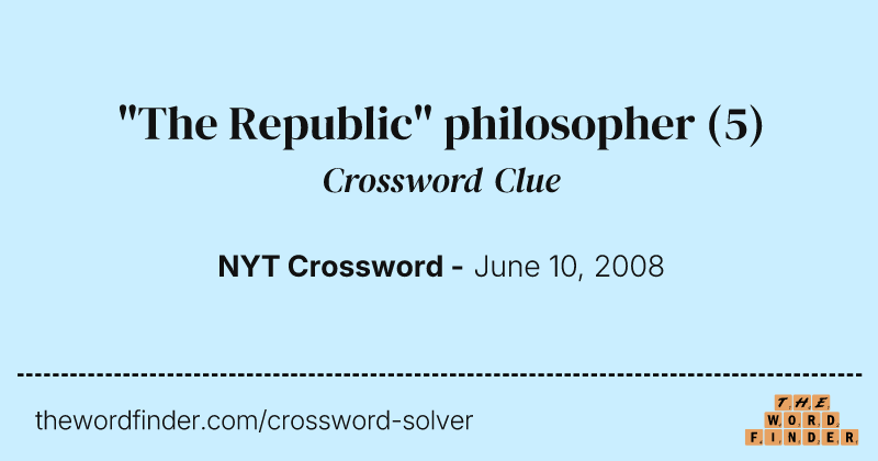 "The Republic" philosopher crossword clue image