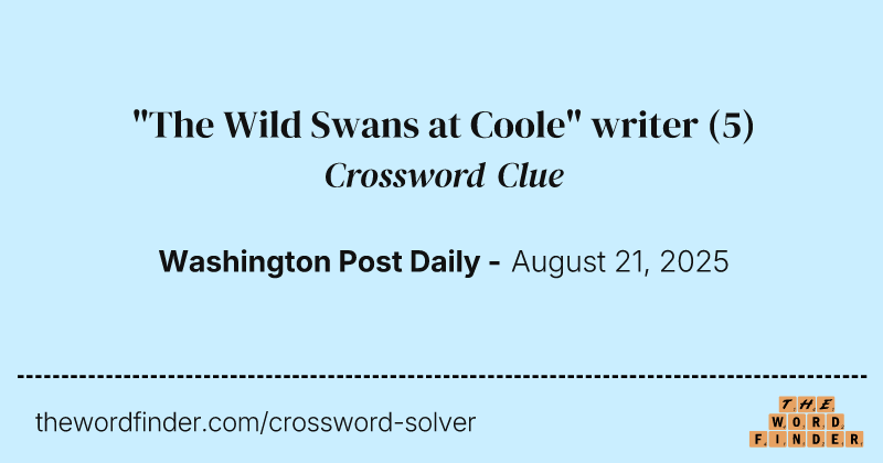 "The Wild Swans at Coole" writer crossword clue image