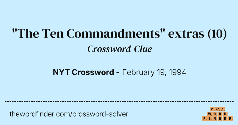 "The Ten Commandments" extras crossword clue image