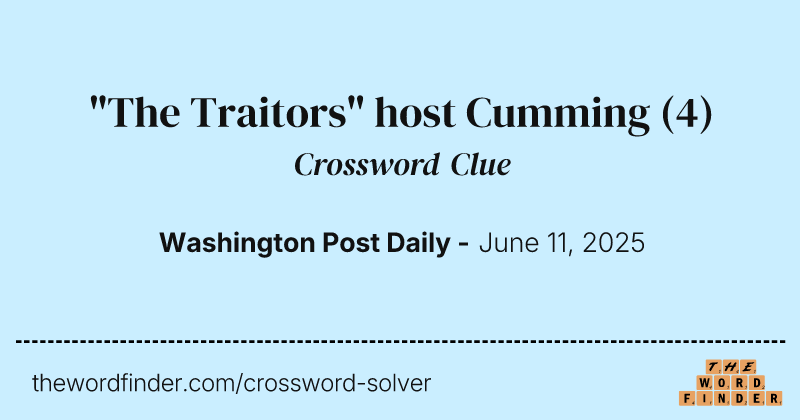 "The Traitors" host Cumming crossword clue image