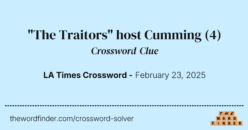 "The Traitors" host Cumming crossword clue image