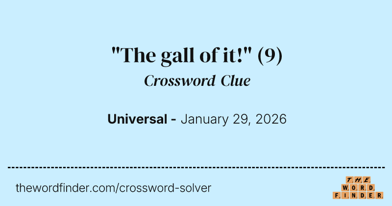 "The gall of it!" crossword clue image