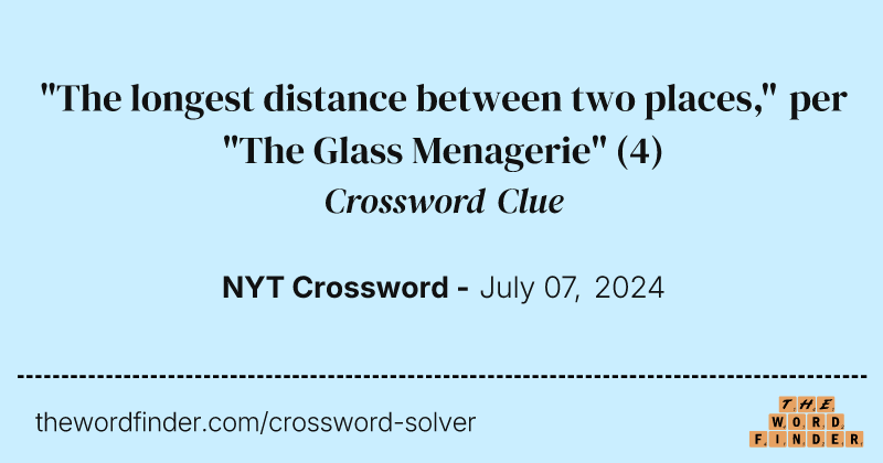 "The longest distance between two places," per "The Glass Menagerie" crossword clue image