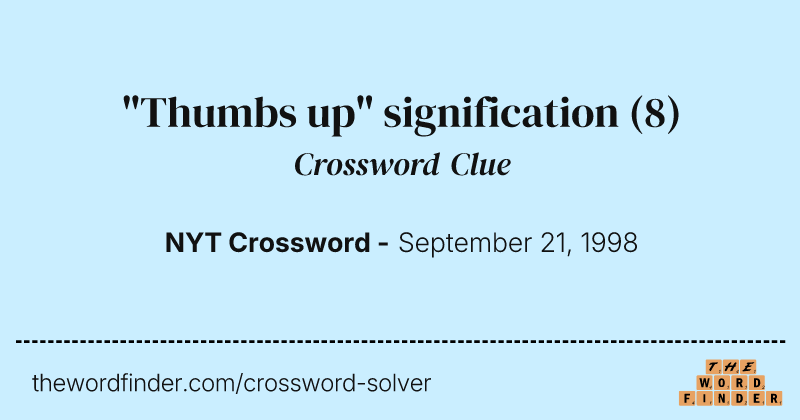 "Thumbs up" signification crossword clue image