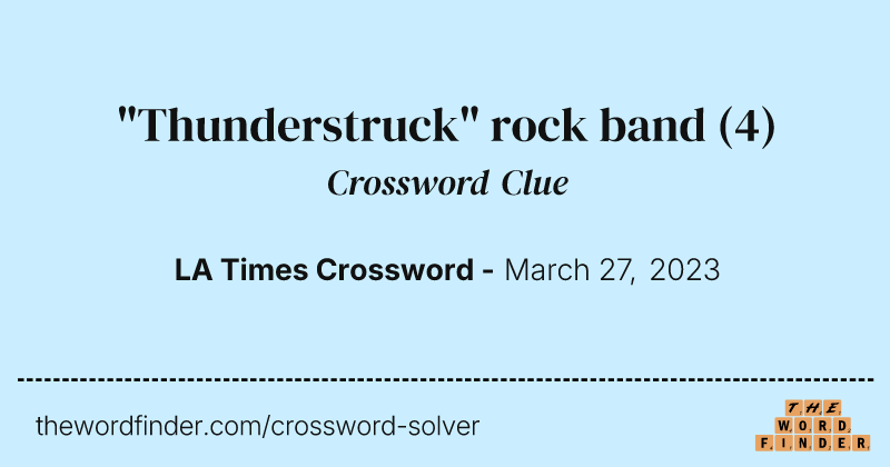 "Thunderstruck" rock band crossword clue image