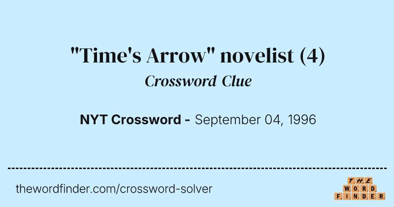 "Time's Arrow" novelist crossword clue image