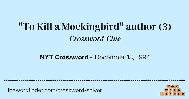 "To Kill a Mockingbird" author crossword clue image