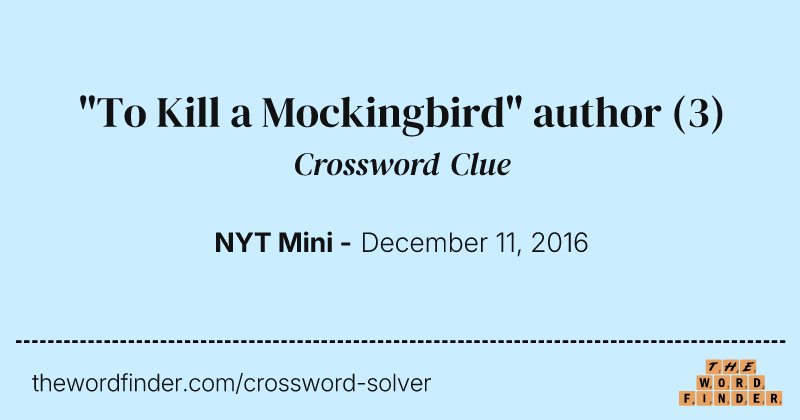 "To Kill a Mockingbird" author crossword clue image
