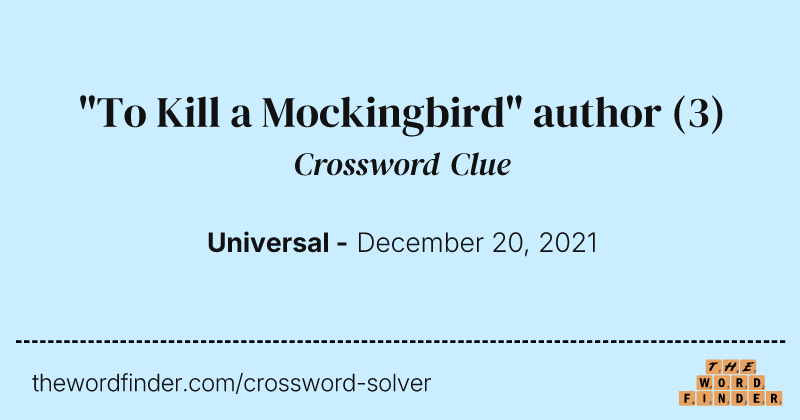 "To Kill a Mockingbird" author crossword clue image