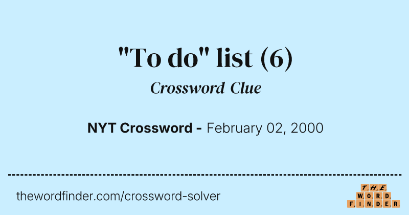 "To do" list crossword clue image