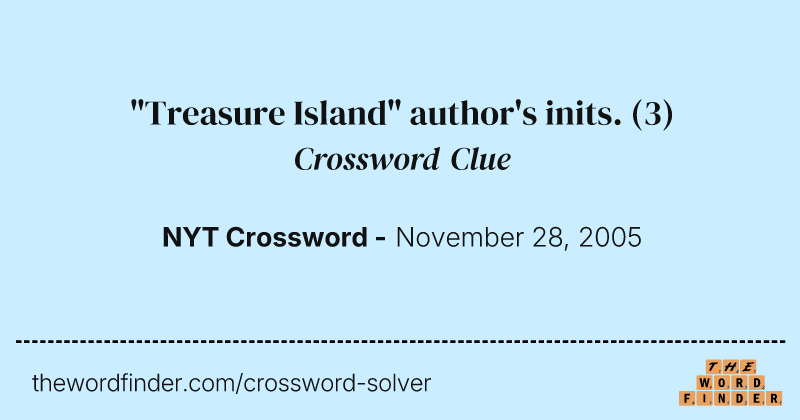 "Treasure Island" author's inits. crossword clue image