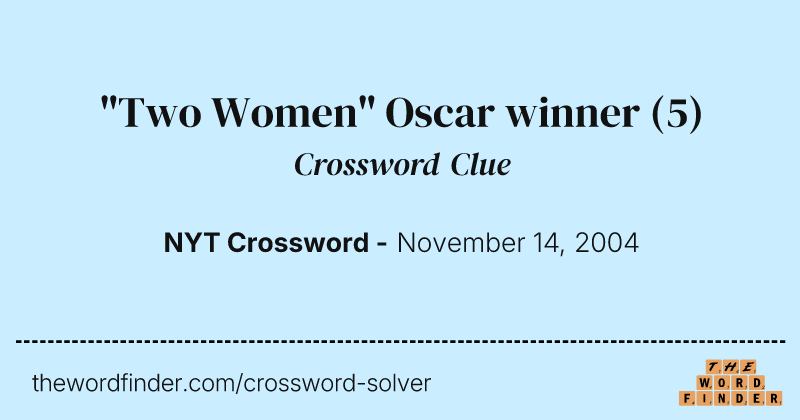 "Two Women" Oscar winner crossword clue image