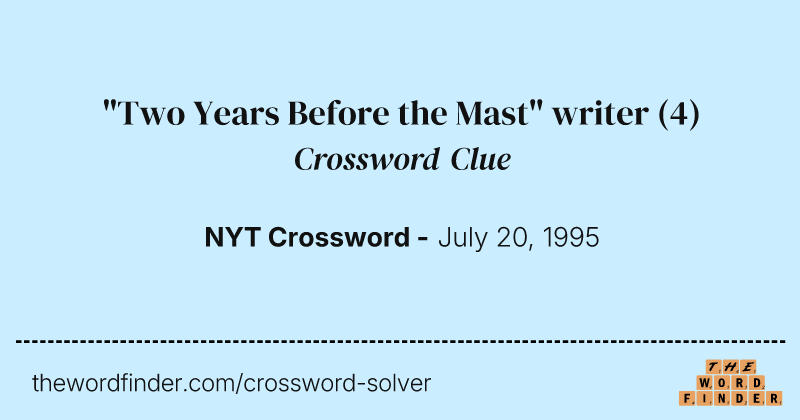 "Two Years Before the Mast" writer crossword clue image