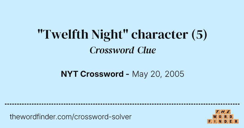 "Twelfth Night" character crossword clue image