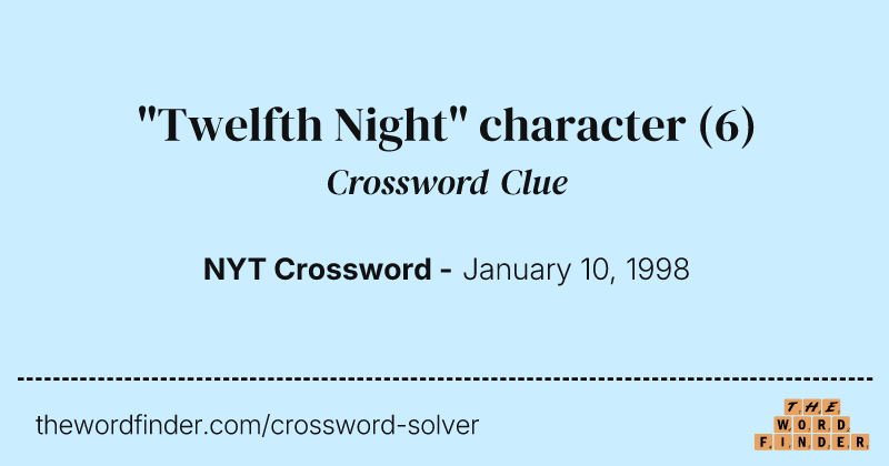 "Twelfth Night" character crossword clue image