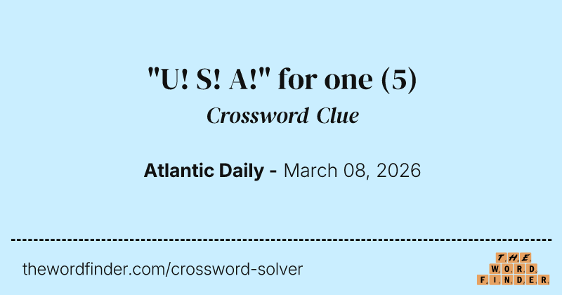 "U! S! A!" for one crossword clue image
