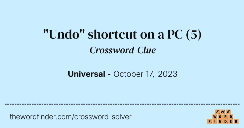 "Undo" shortcut on a PC crossword clue image