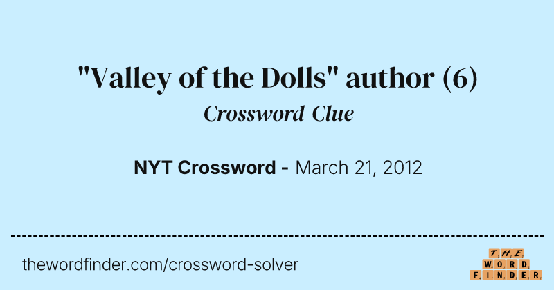 "Valley of the Dolls" author crossword clue image