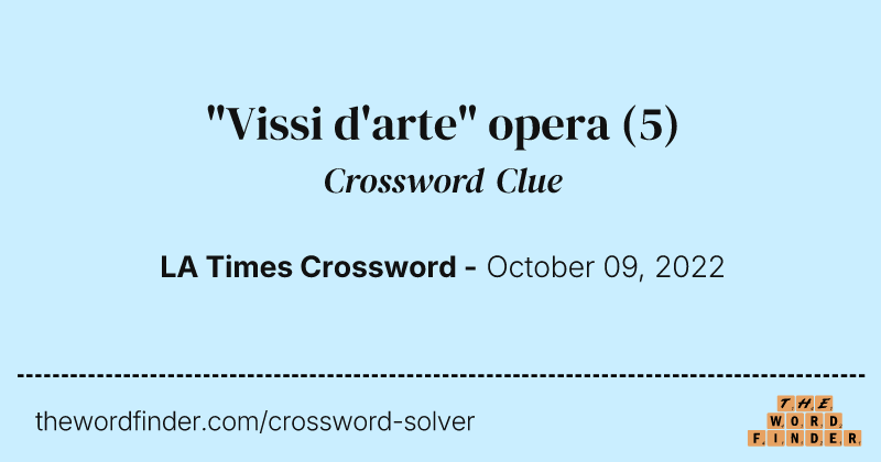 "Vissi d'arte" opera crossword clue image